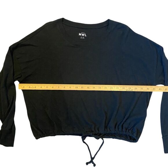 Madewell Women's Long Sleeve Black Top w/ Drawstring Hem Size M Casual - Picture 3 of 9